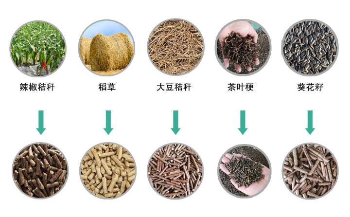 生物質(zhì)顆粒機設(shè)備原料及成型顆粒圖片 生物質(zhì)顆粒機設(shè)備原料及成型顆粒圖片
